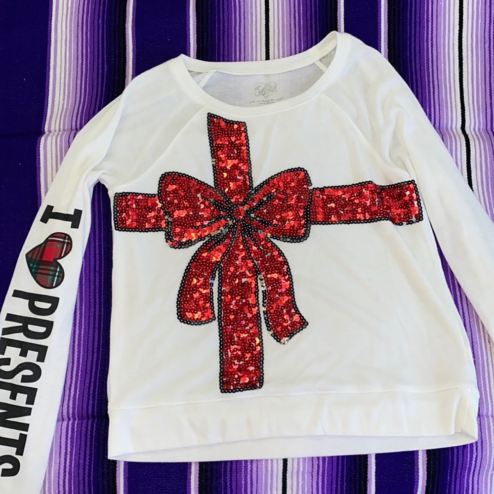 Justice Sparkly Bow Long Sleeve Tee